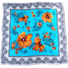 Floral Design 100% Silk Square Shawl